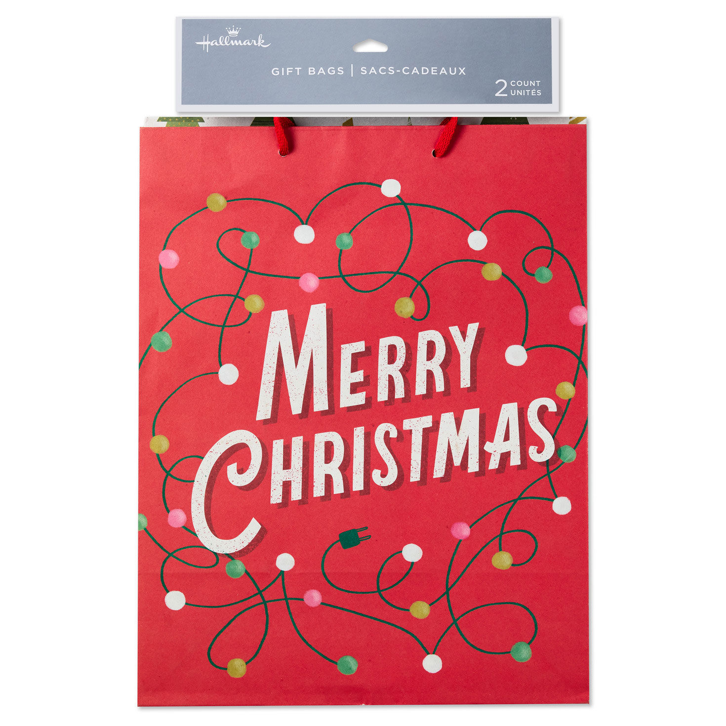 Lights on Red and Trees on White Holiday Gift Bags package front image number 6