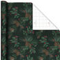 Pine-Scented Holiday Boughs on Black Christmas Gift Wrap  image number 1