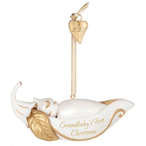 Grandbaby's First Christmas Pea in a Pod 2023 Porcelain Ornament, 