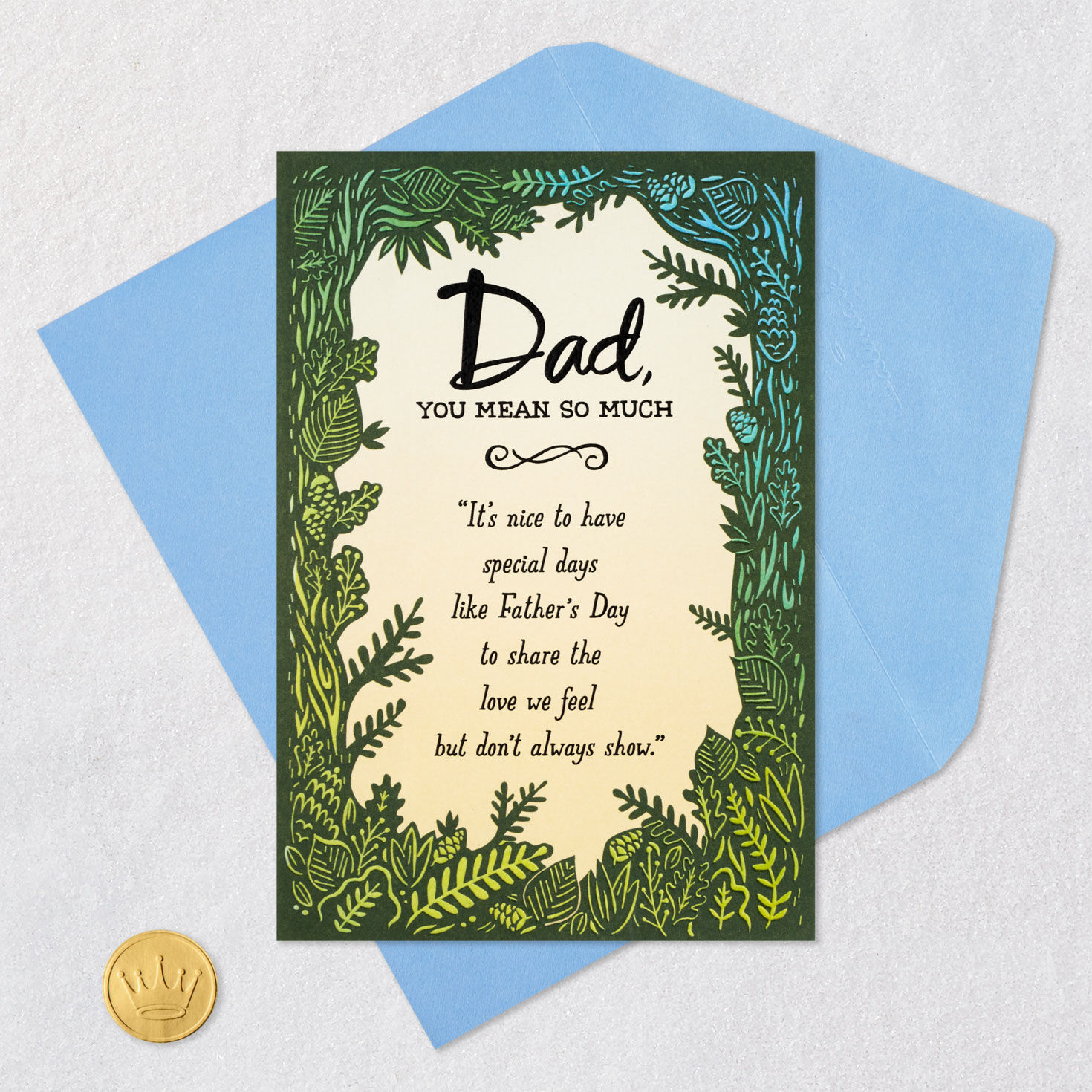 Ornate Leaves Father's Day Card Card Front with Envelope and Gold Seal image number 5
