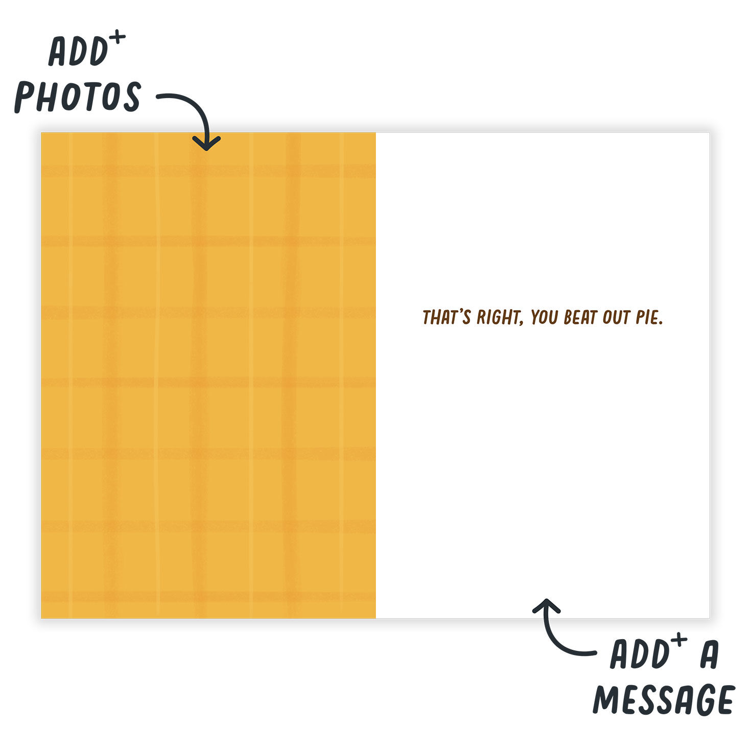 Slices of Pie Personalized Thanksgiving Card Open Card indicating personalization image number 3