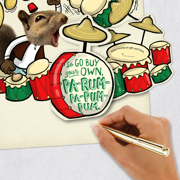 Squirrel Drummer Boy Carol Christmas Card signing card image number 7