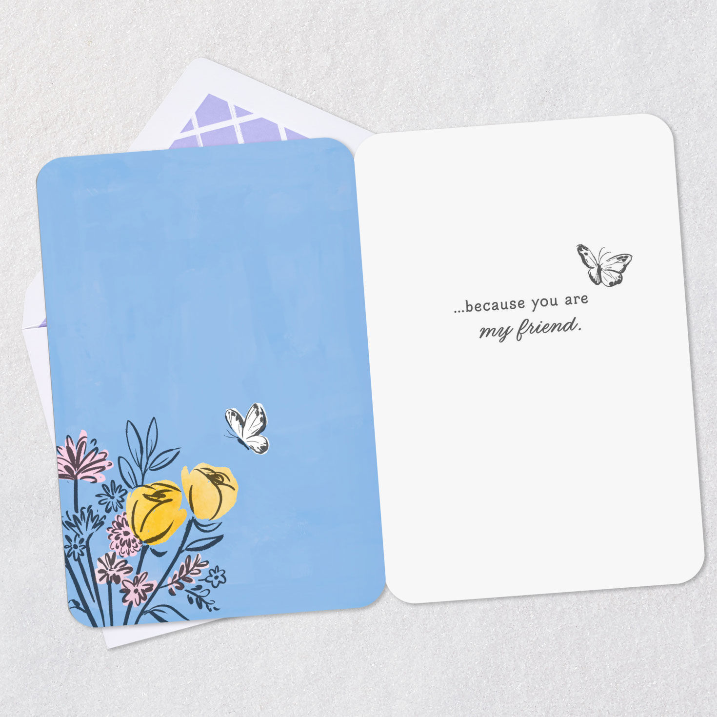 Butterfly and Flowers in Vase Friendship Card Open card with envelope image number 3