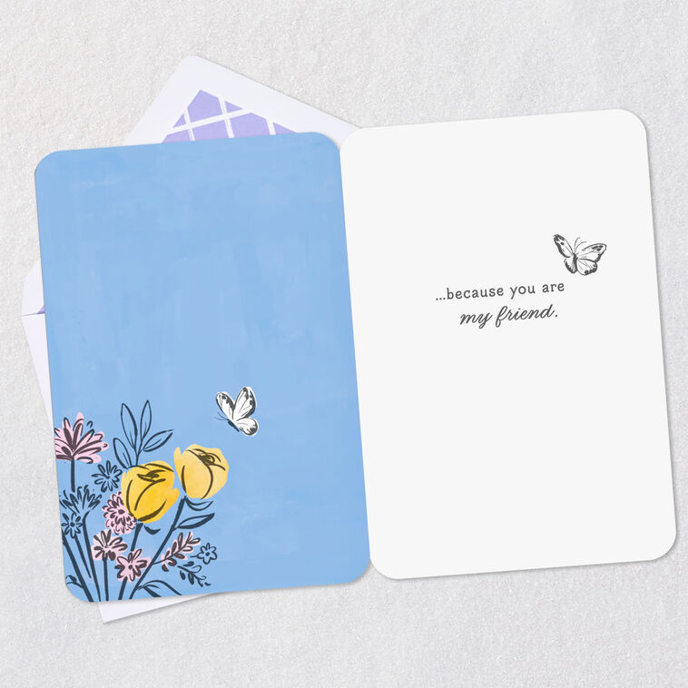 Butterfly and Flowers in Vase Friendship Card Open card with envelope image number 3