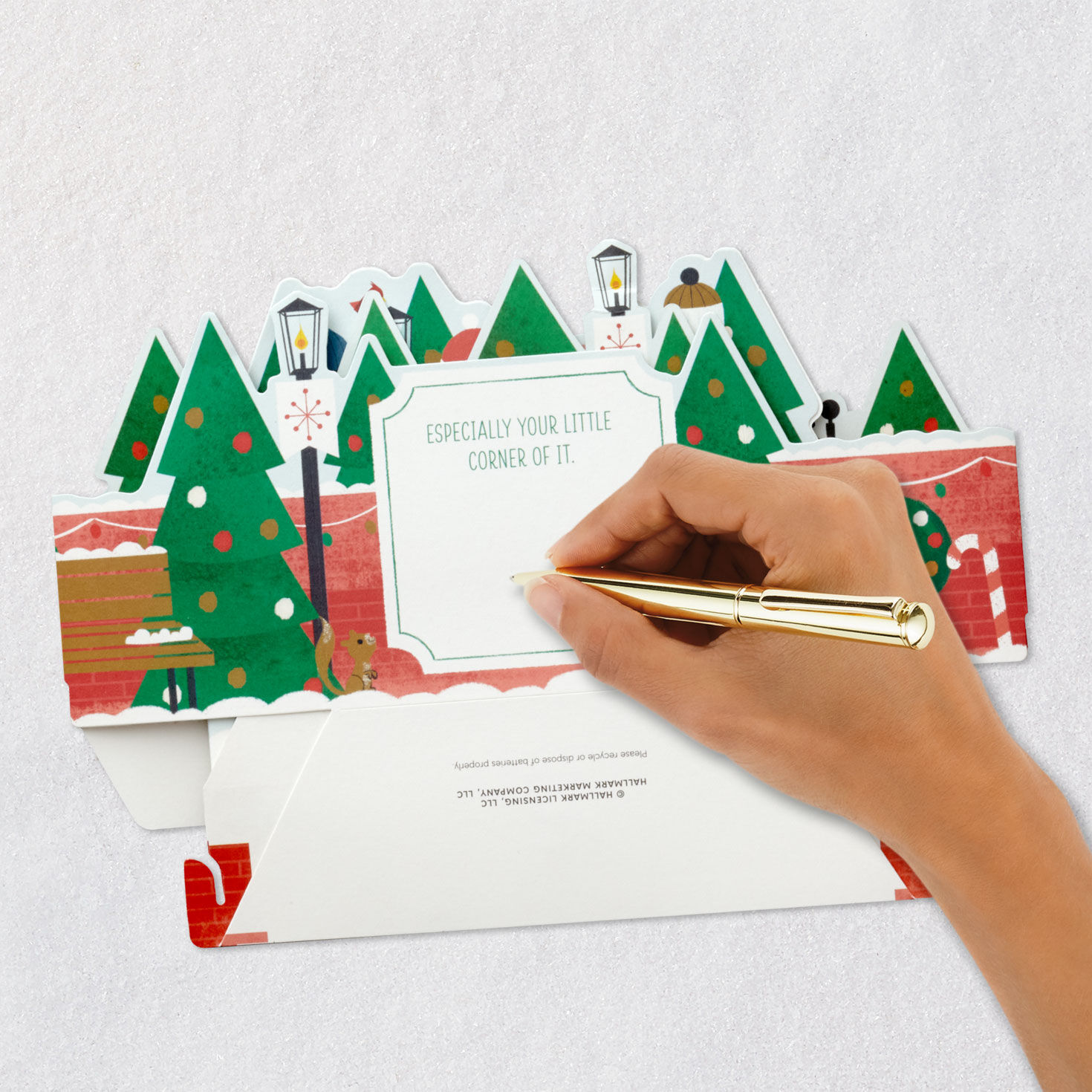 Carolers 3D Pop-Up Christmas Card with Light signing card image number 6