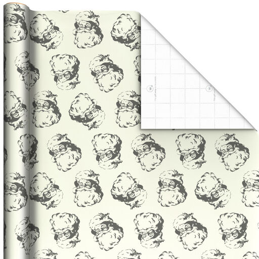 Smiling Santa Illustrations Christmas Wrapping Paper, 35 sq. ft., 
