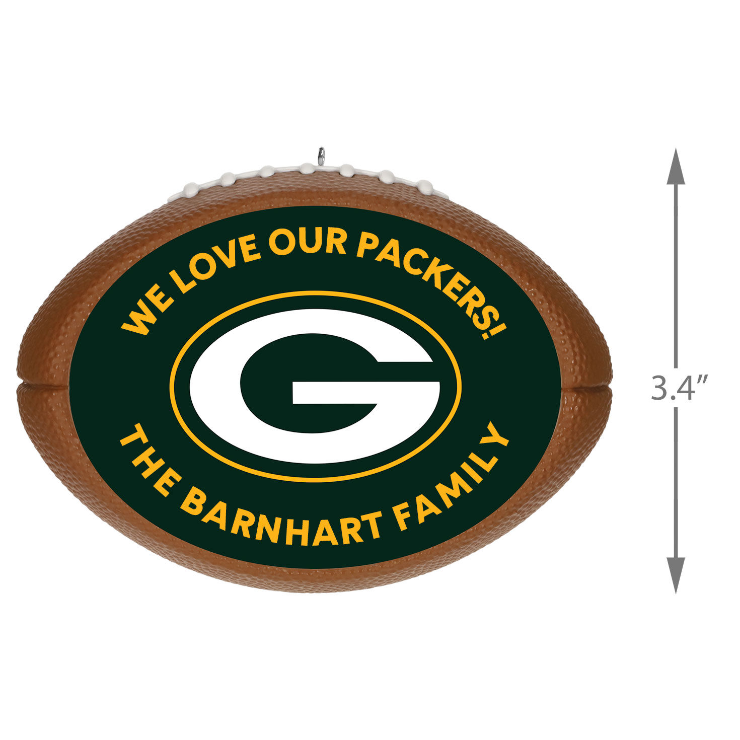 NFL Football Green Bay Packers Text Personalized Ornament measurement image number 5