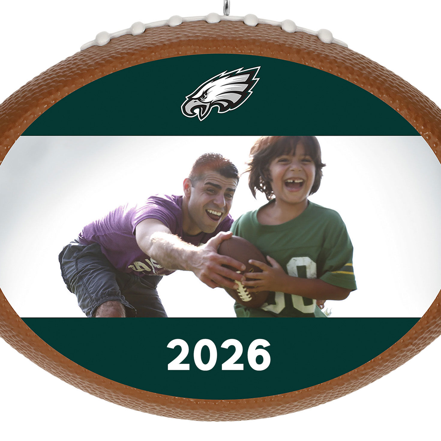 NFL Football Philadelphia Eagles Text and Photo Personalized Ornament upclose view image number 7