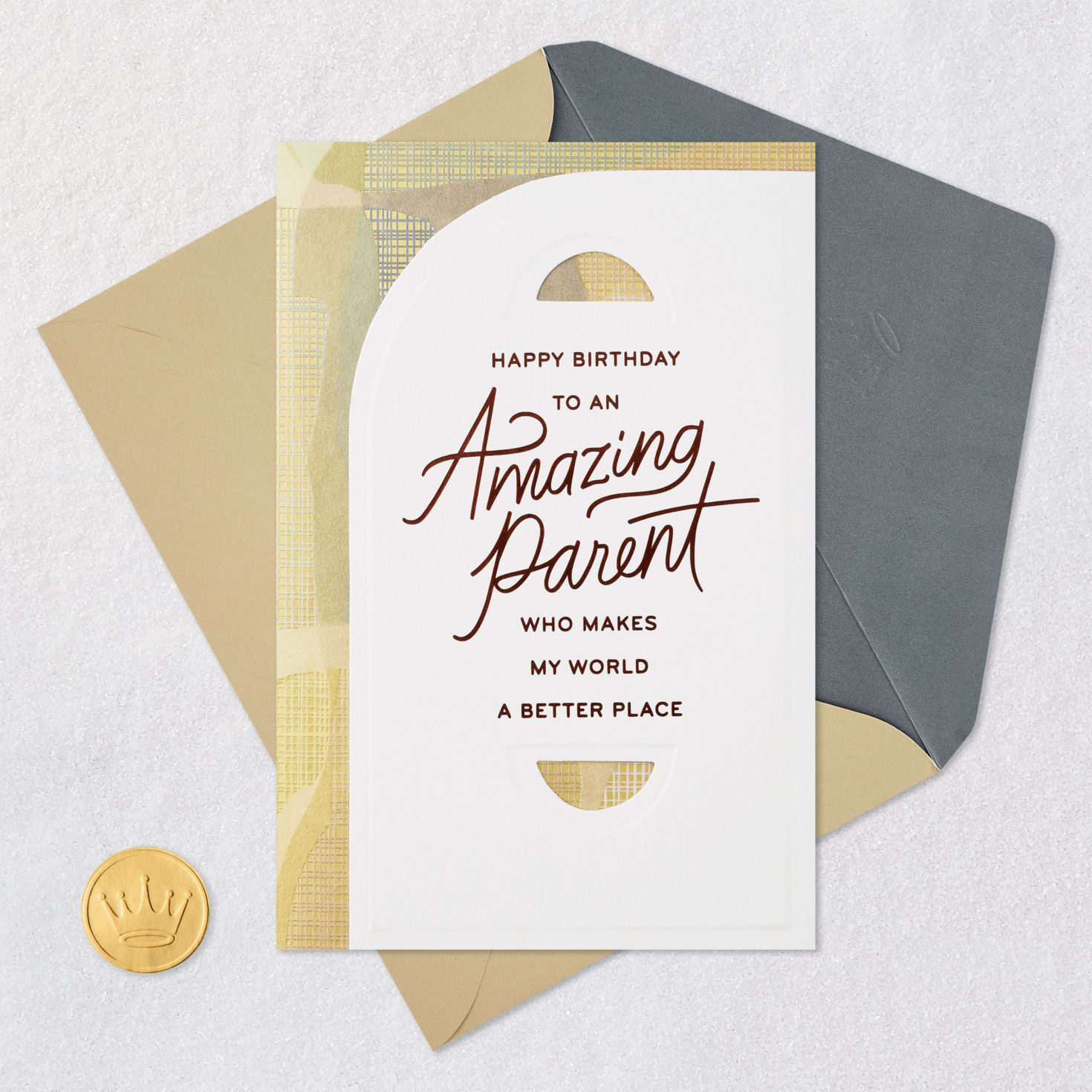 Modern Gold Arches Parent Birthday Card Card Front with Envelope and Gold Seal image number 5