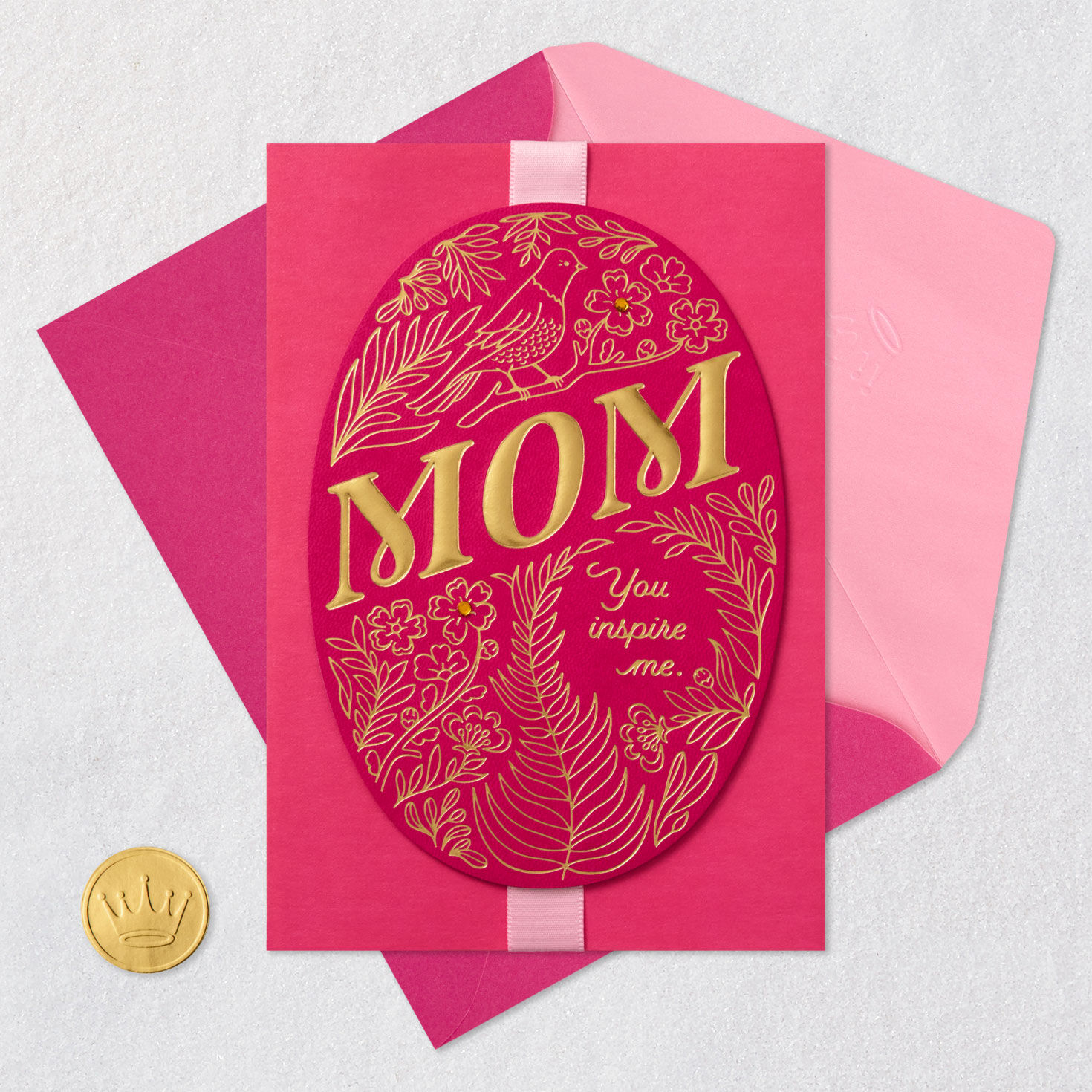 Bird and Flowers Mom Mother's Day Card From Son Card Front with Envelope and Gold Seal image number 6