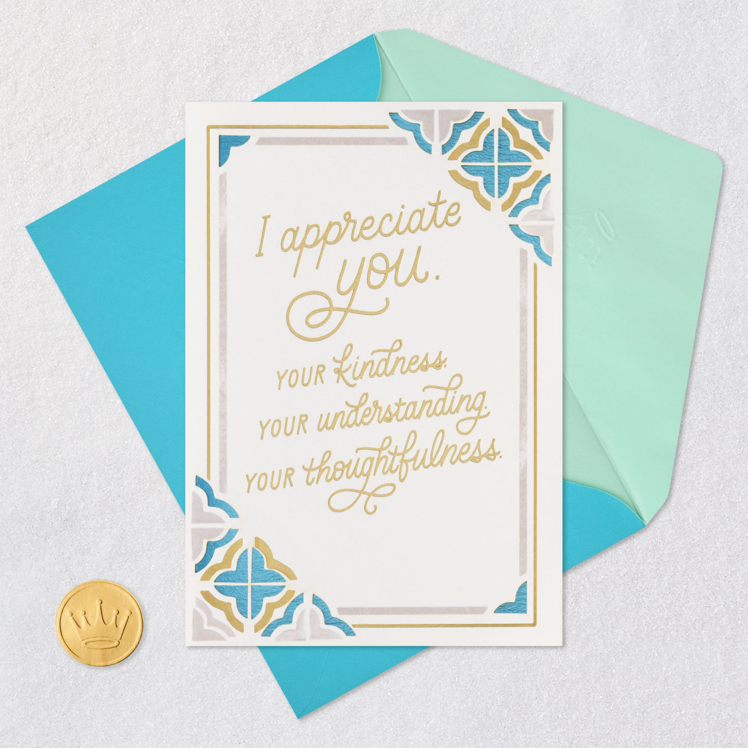 Elegant Script Thank You Card Card Front with Envelope and Gold Seal image number 5
