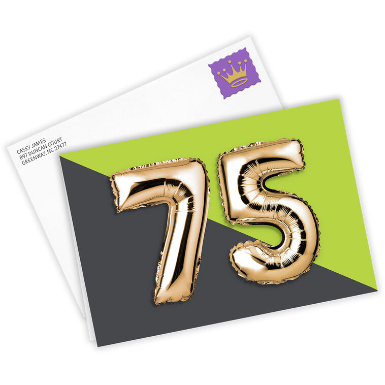 75th Balloons Custom Birthday Card, , large image number 2