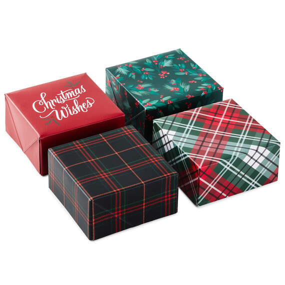4" Merry Wishes 4-Pack Small Christmas Gift Boxes Assortment
