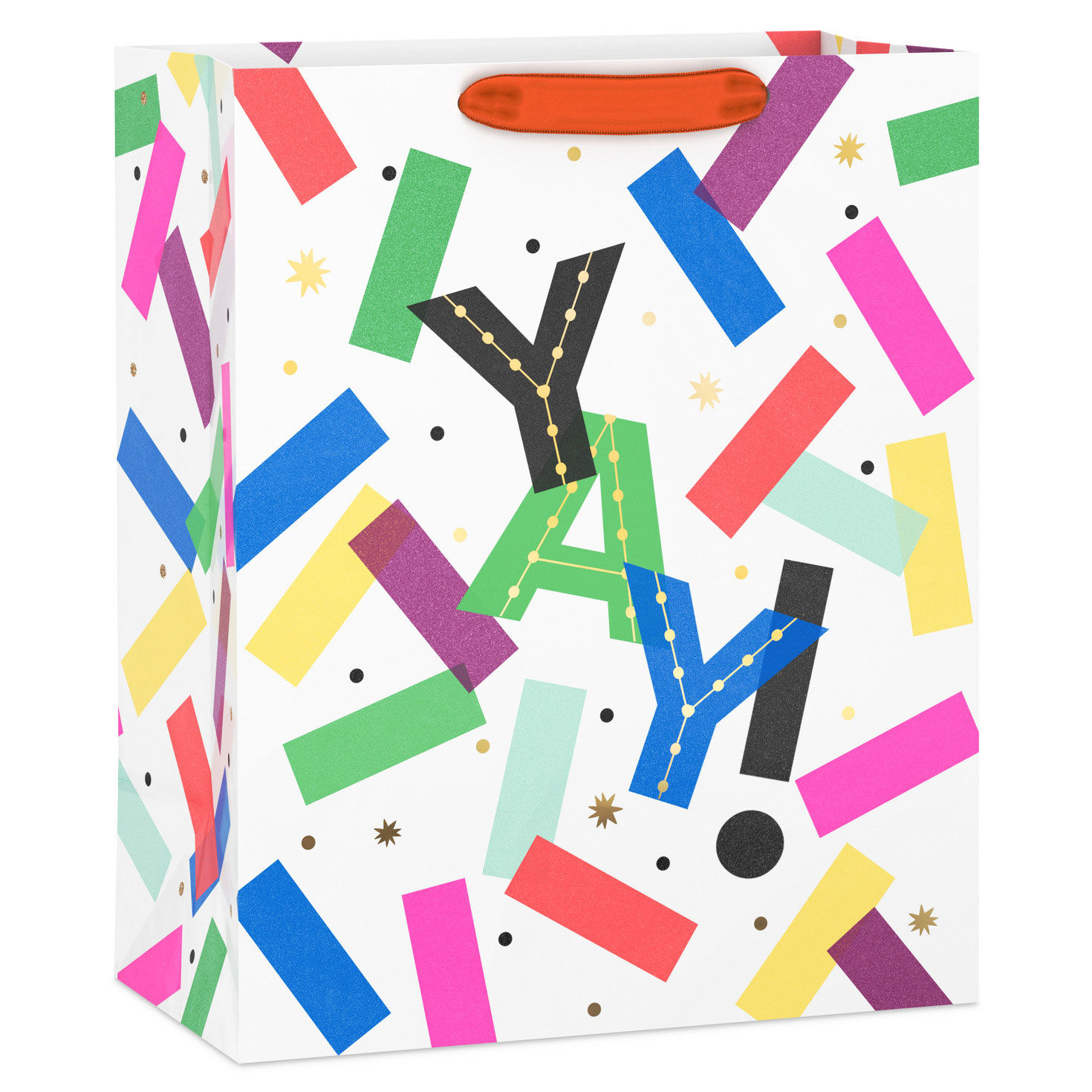13" Yay! Colorful Confetti on White Large Gift Bag
