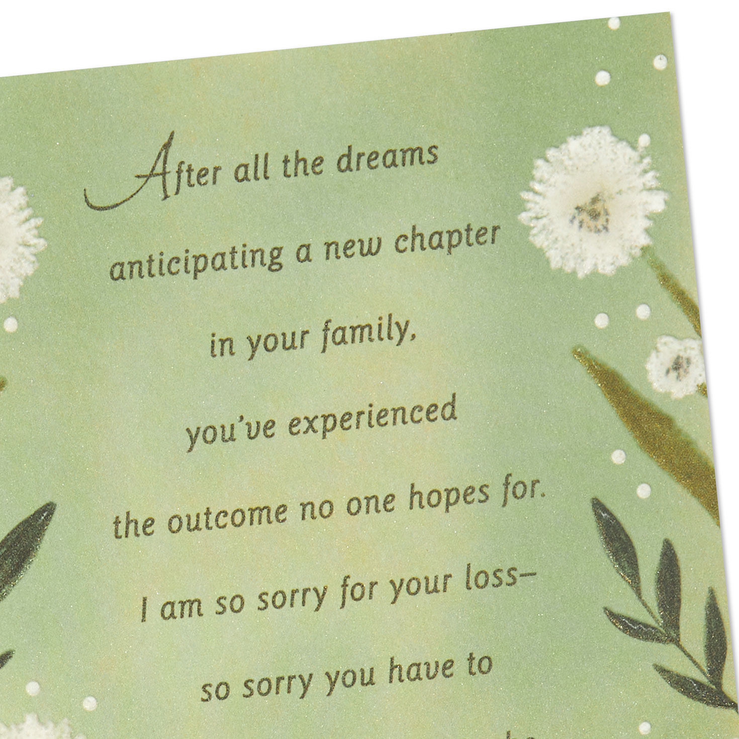 White Flowers Religious Sympathy Card for Loss of Baby Card Front Detail image number 5