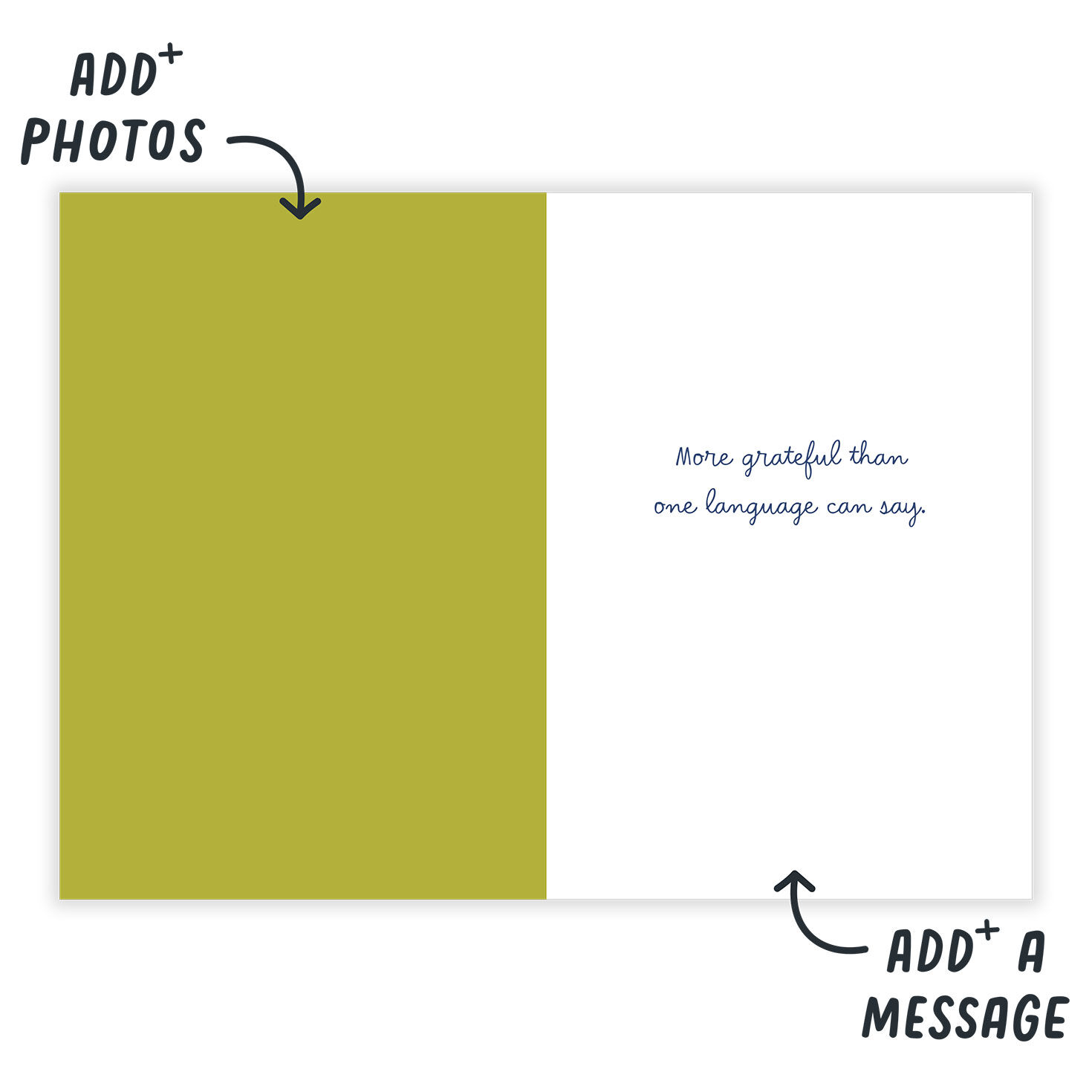 Merci Gracias Personalized Thank You Card Open Card indicating personalization image number 3