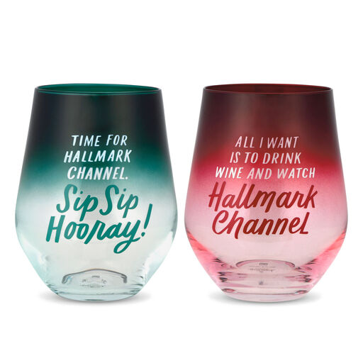 Hallmark Channel Stemless Wine Glasses, Set of 2, 
