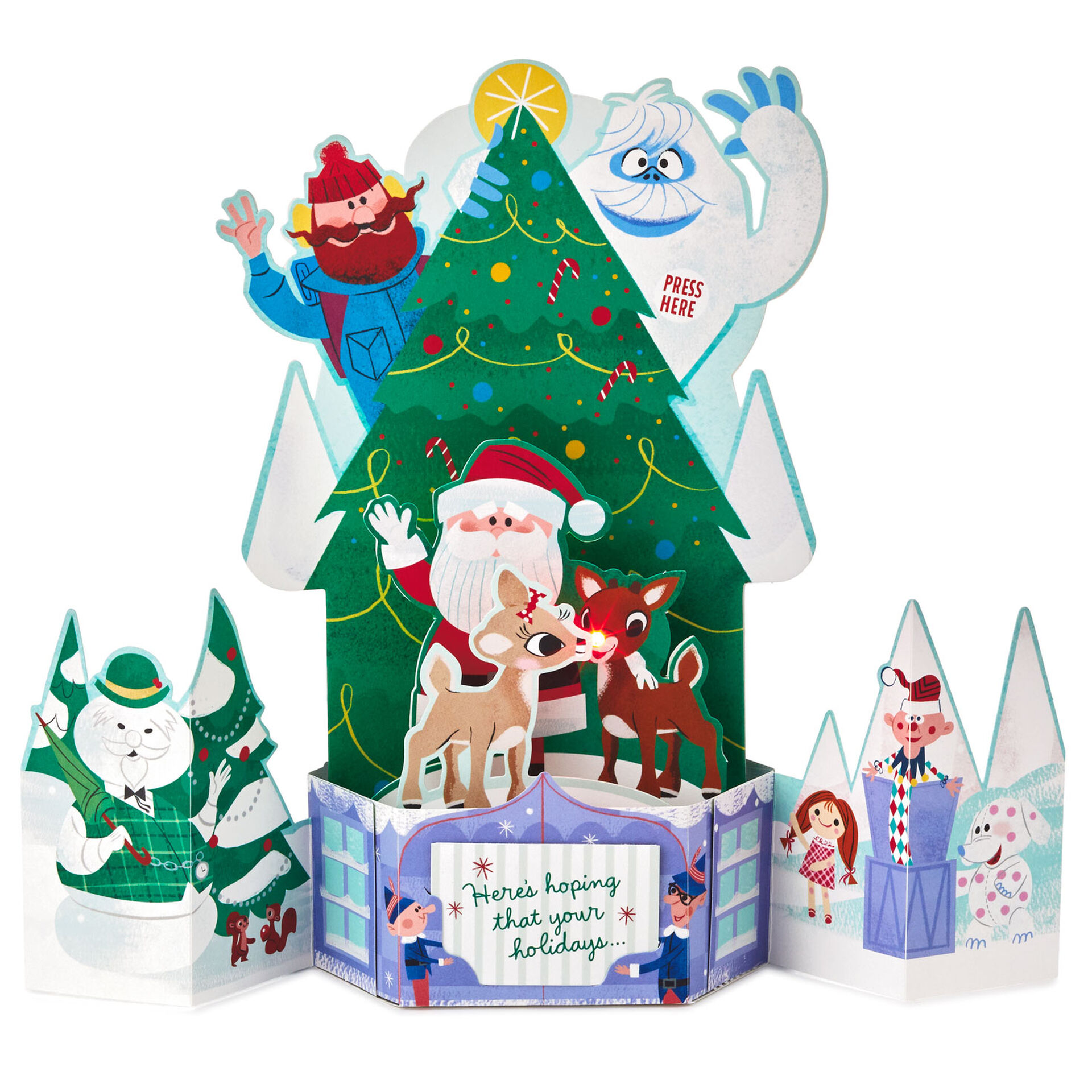 Rudolph The Red Nosed Reindeer Musical 3d Pop Up Christmas Card With Light Greeting Cards Hallmark
