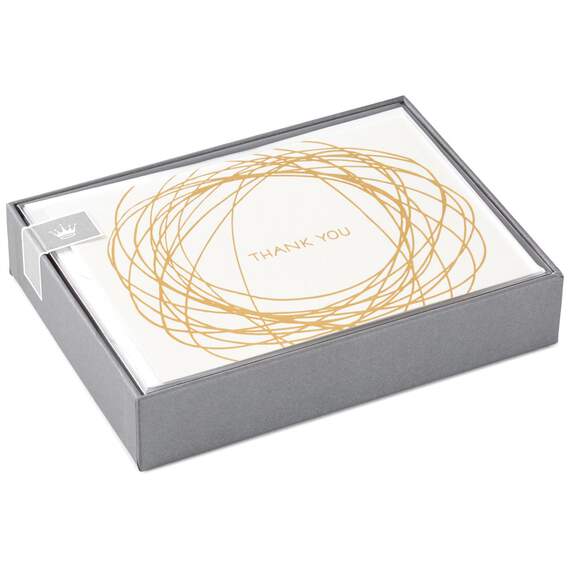 Gold Scribble Thank You Notes, Box of 10, , large image number 1