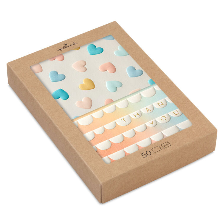 Hearts and Scallops Blank Baby Thank You Notes Pack Package image number 2