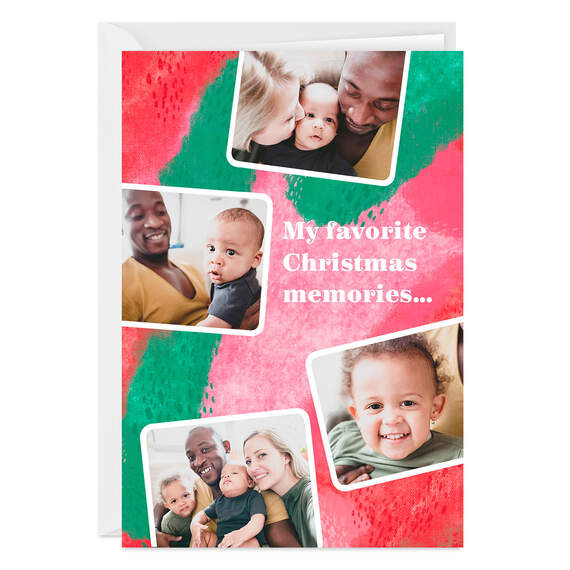 Personalized Red and Green Photo Collage Photo Card, , large image number 1