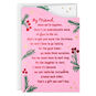 Pine Branches on Pink Friend Christmas Card Card Front image number 1