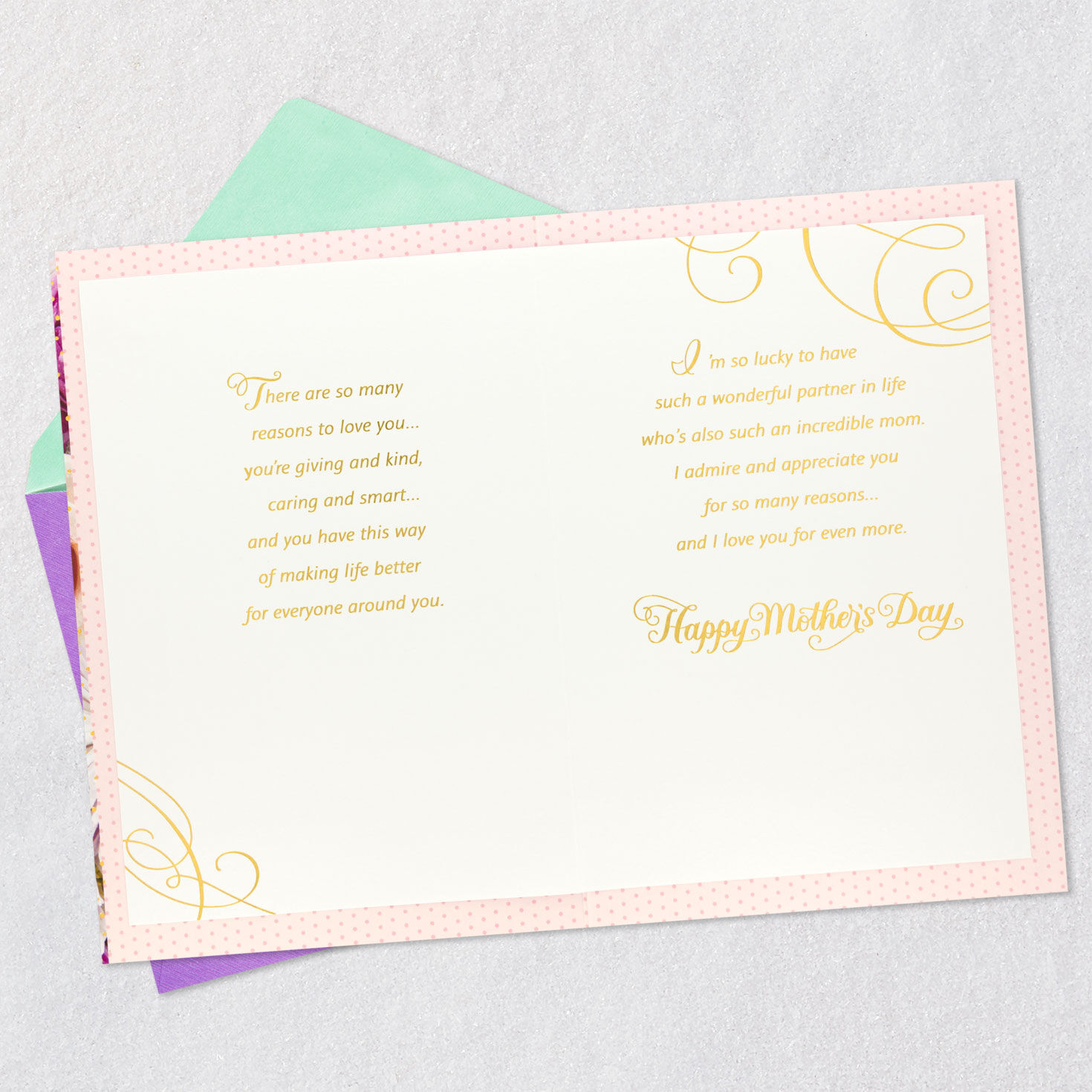 Blue Butterfly on Flowers Mother's Day Card for Wife Open card with envelope image number 4