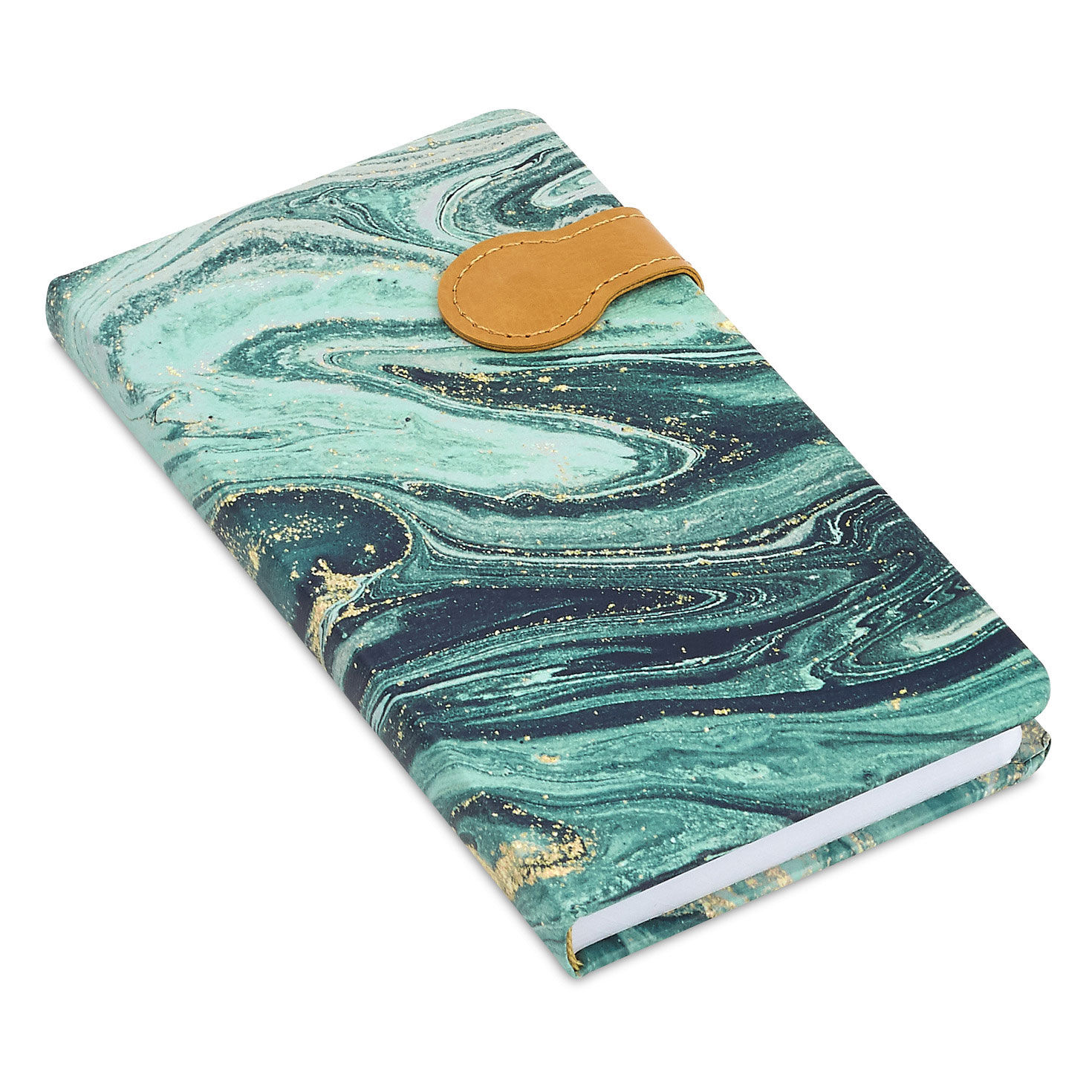 Blue, Green and Gold Marbled Hardcover Slim Journal