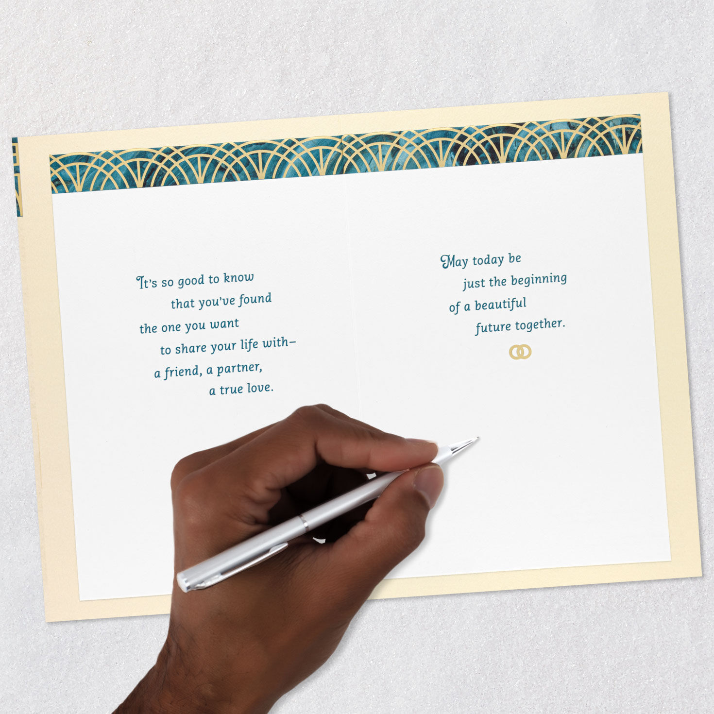 Couple Holding Hands Son Wedding Card Signing card image number 7