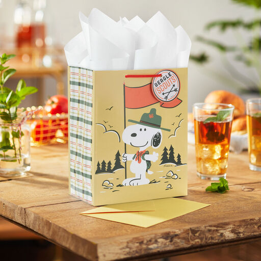 9.6" Peanuts® Beagle Scouts Snoopy Medium Gift Bag, 