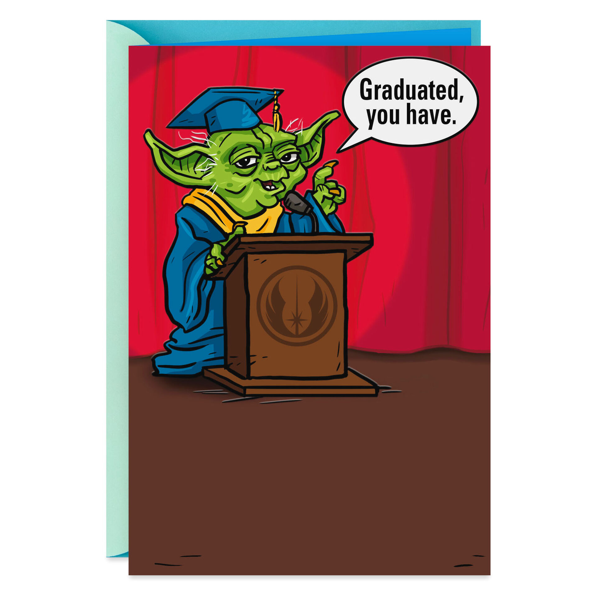 Star Wars™ Yoda™ in Cap and Gown Graduation Card for Son Greeting