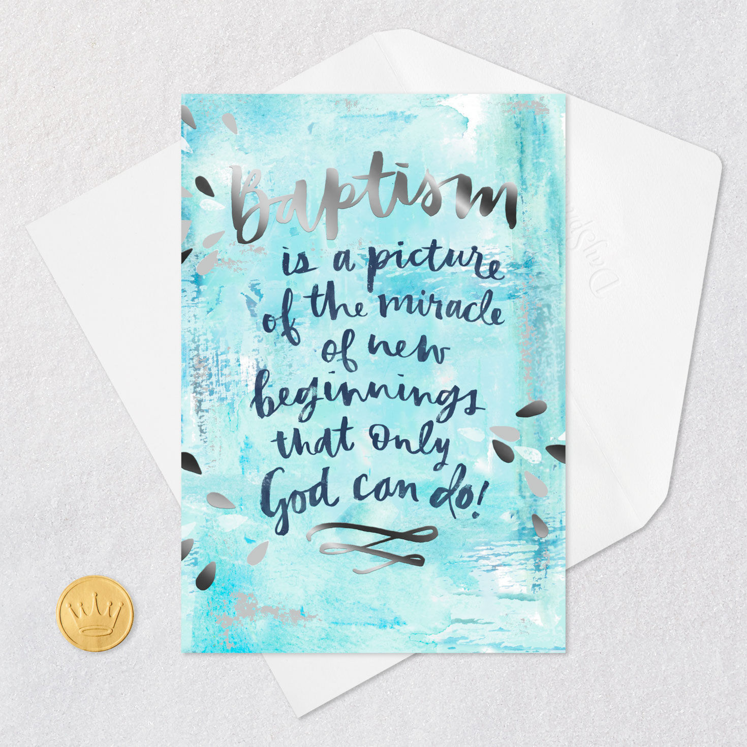 New Beginnings Religious Baptism Card Card Front with Envelope and Gold Seal image number 6