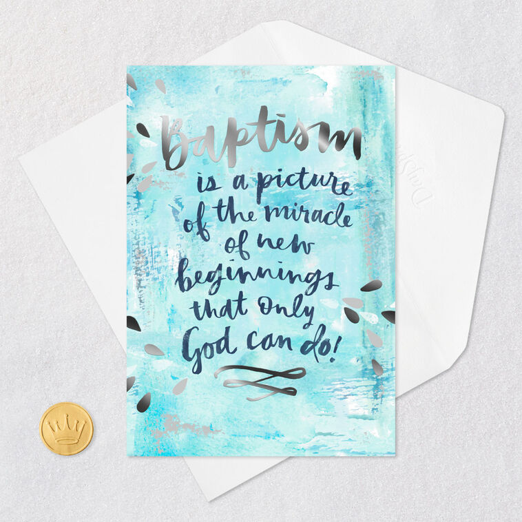 New Beginnings Religious Baptism Card Card Front with Envelope and Gold Seal image number 6