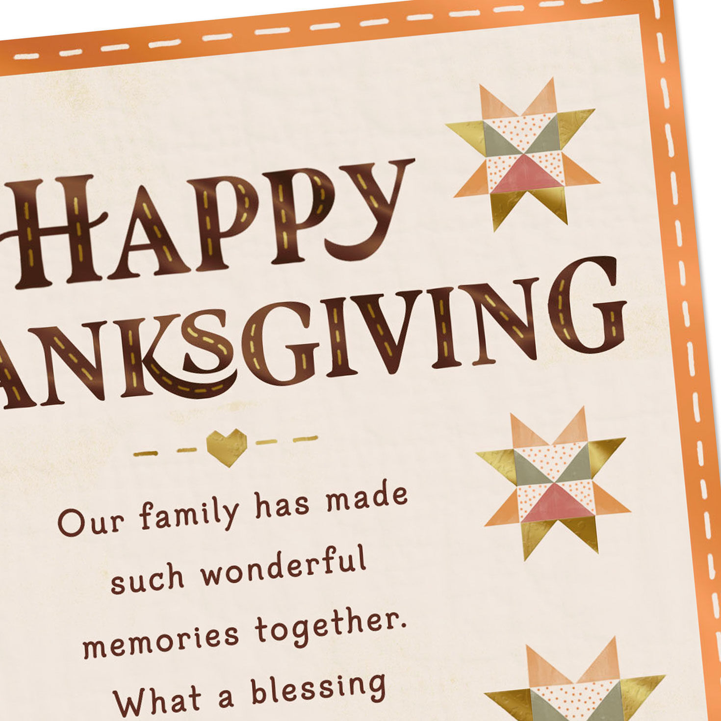 Tan and Green Quilt Thanksgiving Family Card for Family Card Front Detail image number 5