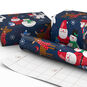 Santa and Friends on Navy Jumbo Christmas Gift Wrap Wrapped pkg image number 2