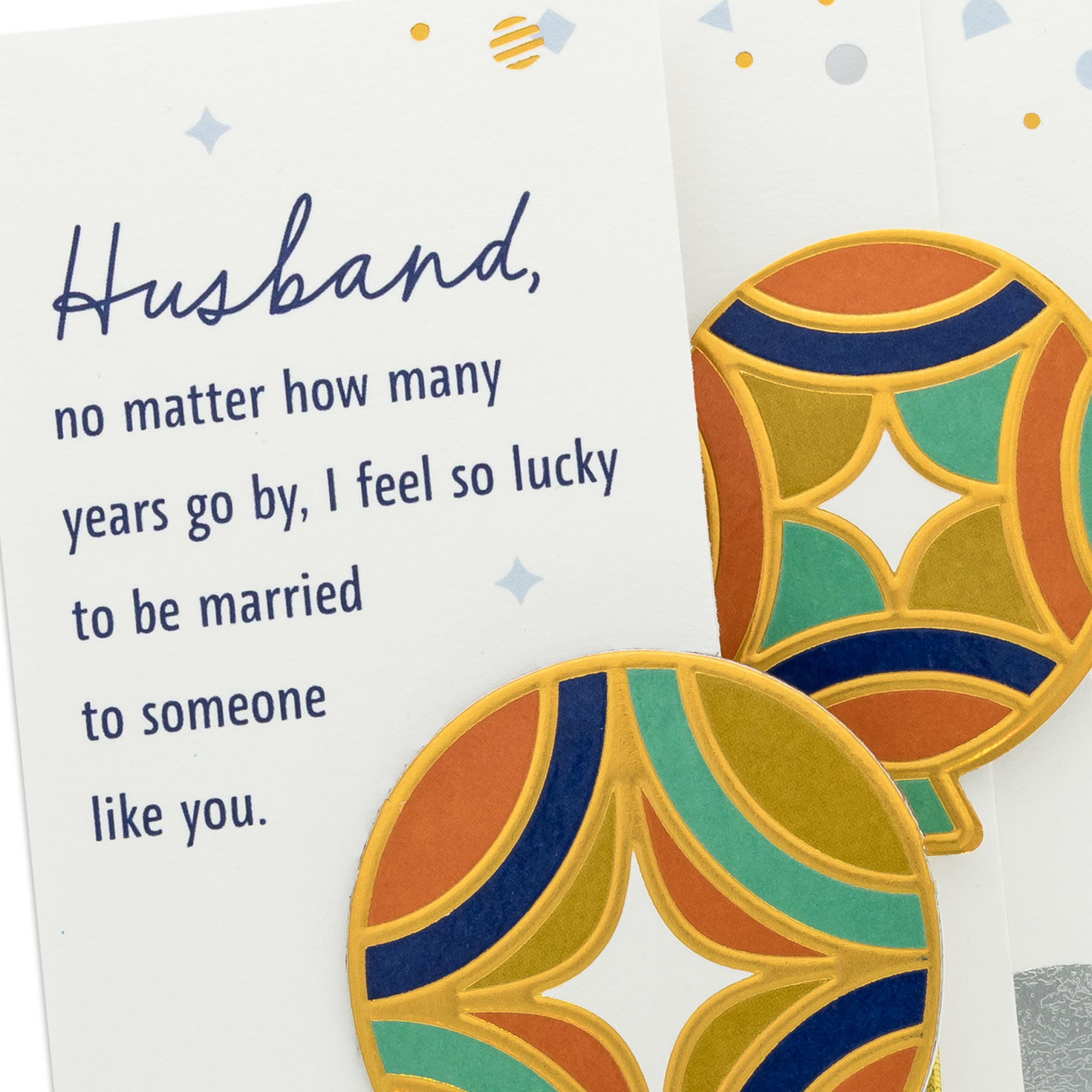 Orange, Blue and Green Balloons Husband Birthday Card Card Front Detail image number 6