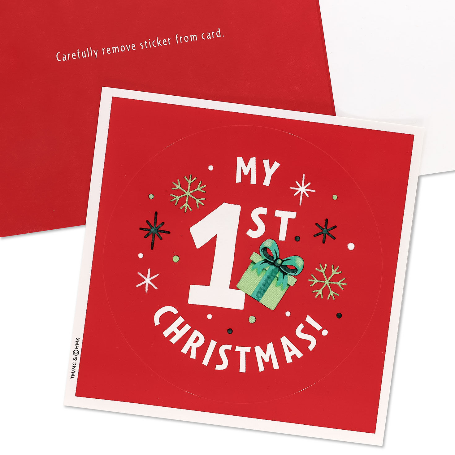 Teddy Bear 1st Christmas Card and Sticker for Baby attachment detail image number 5