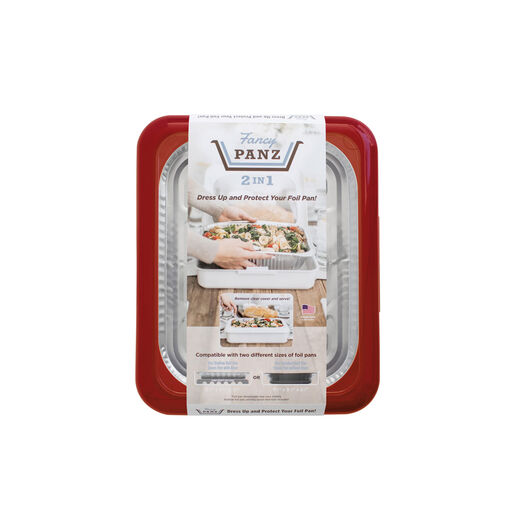 Red Fancy Panz Rectangle Foil Pan 2-in-1 Deep Serving Tray, 
