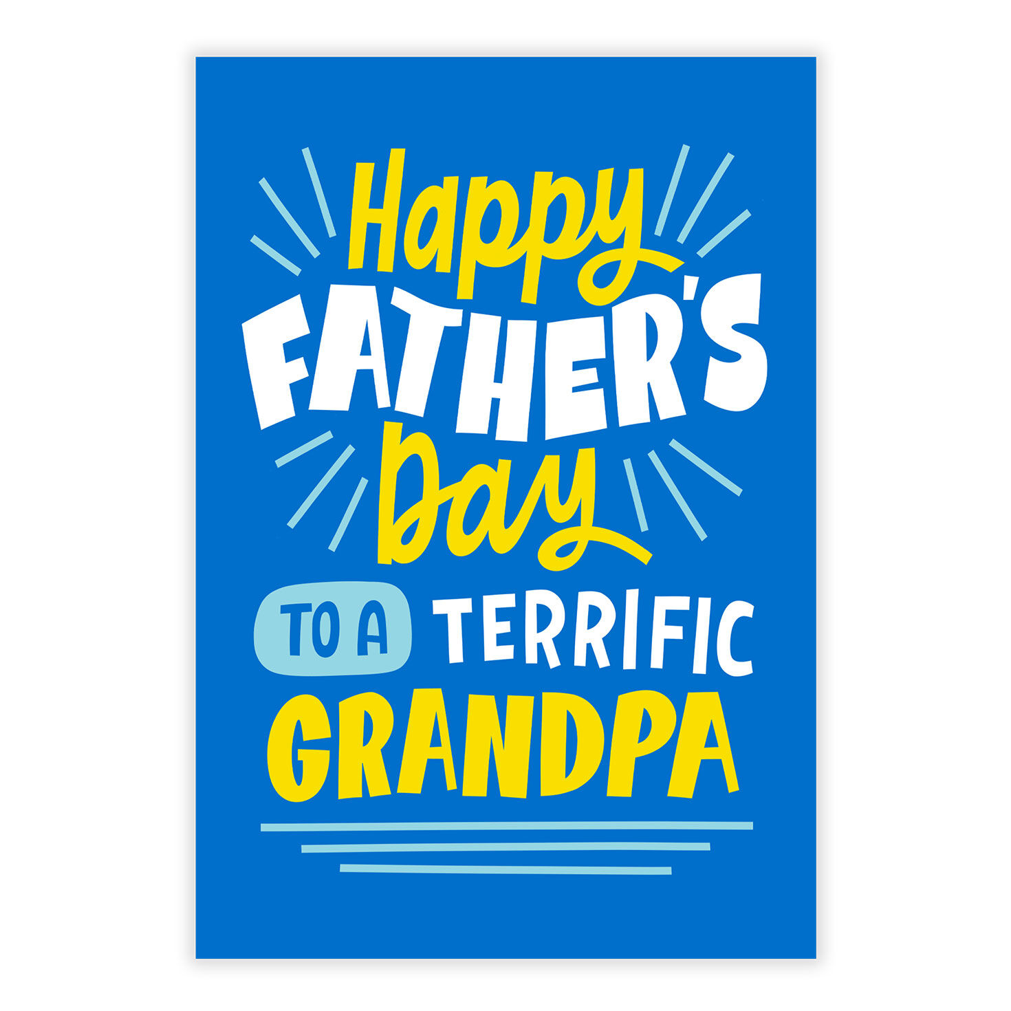 White Yellow Letters on Blue Father's Day Card front image number 2