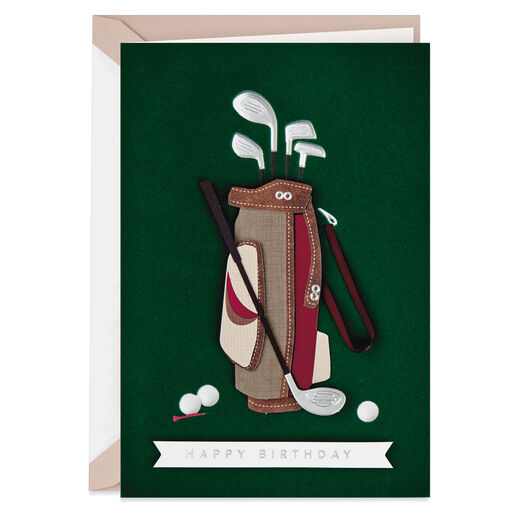 Golf Bag and Clubs Birthday Card, 