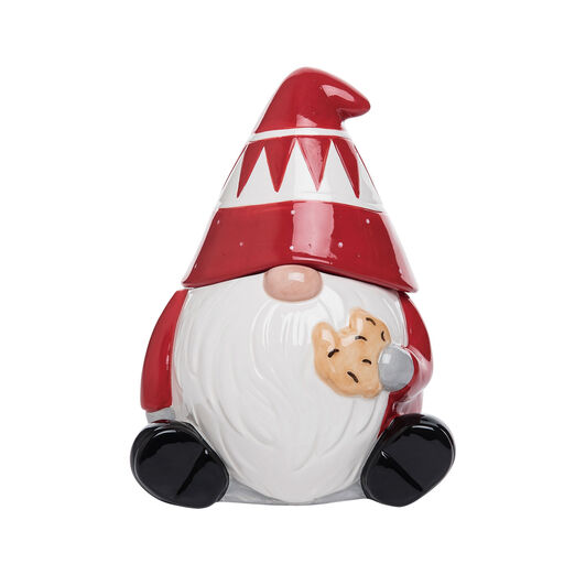 Red and White Gnome Cookie Jar, 10.25", 