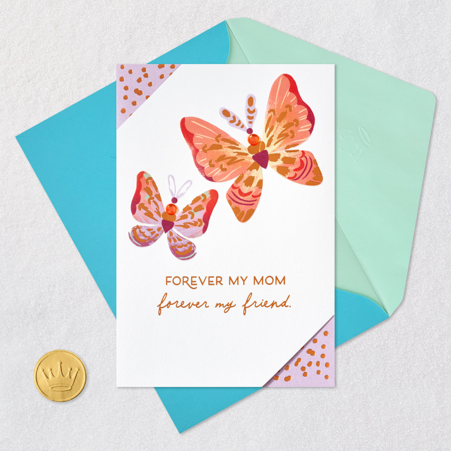 Painted Butterflies Mom Mother's Day Card Card Front with Envelope and Gold Seal image number 5
