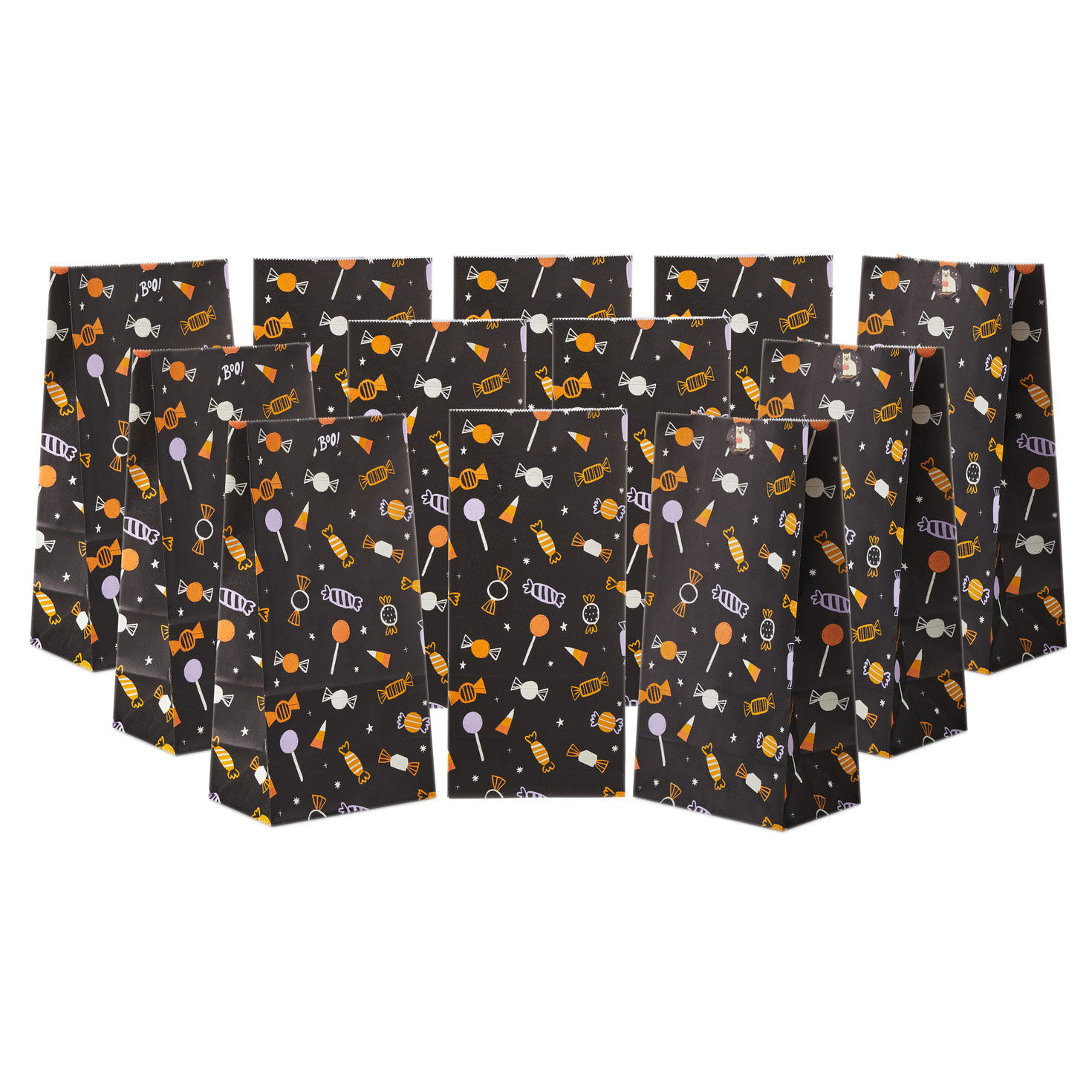 Halloween Candies on Black 12-Pack Goodie Bags With Sticker Seals for only USD 5.99 | Hallmark