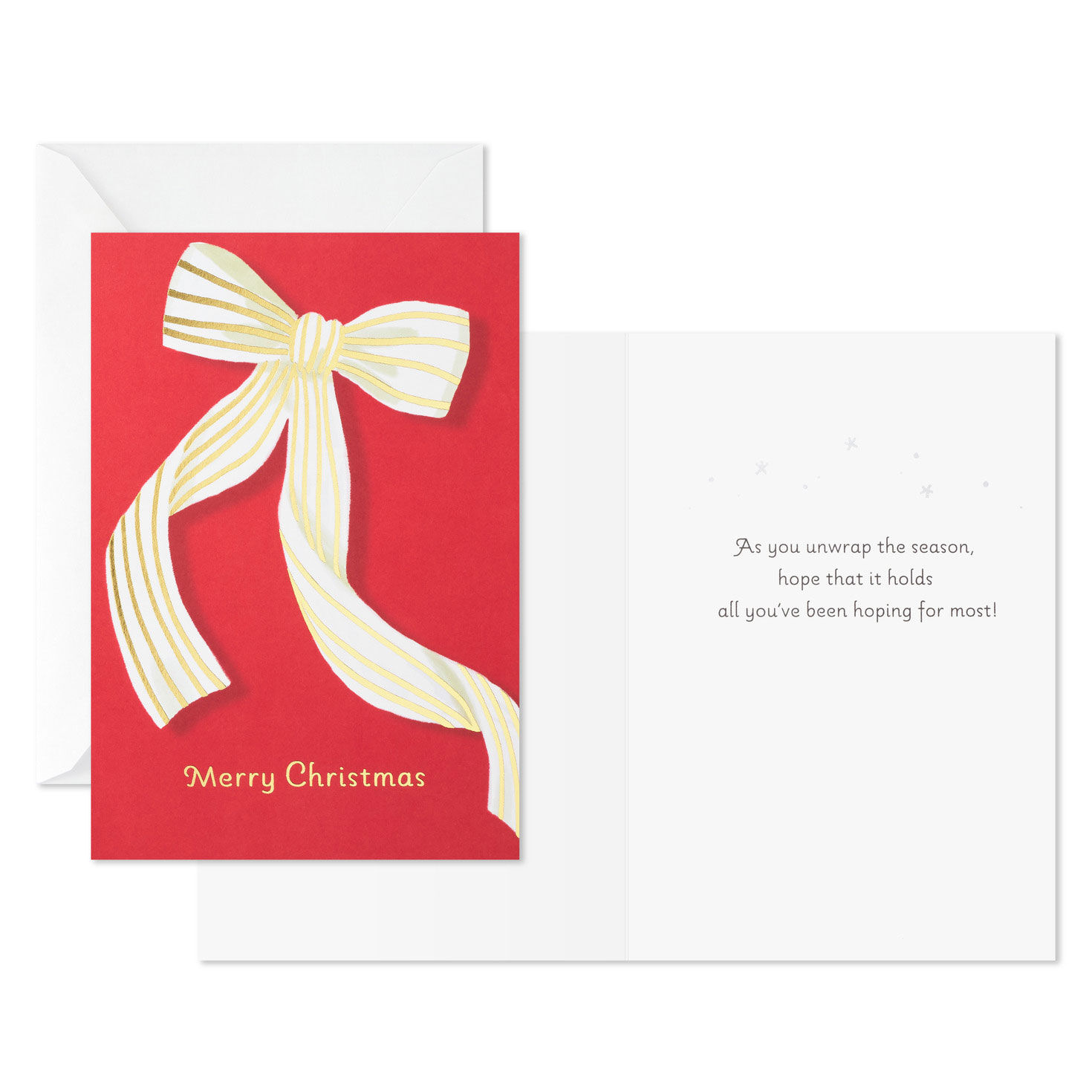 Red Ribbon Bow Boxed Christmas Cards Card Front with Sentiment image number 3