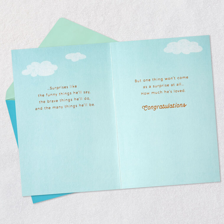 Hot Air Balloons New Baby Boy Card Open card with envelope image number 4