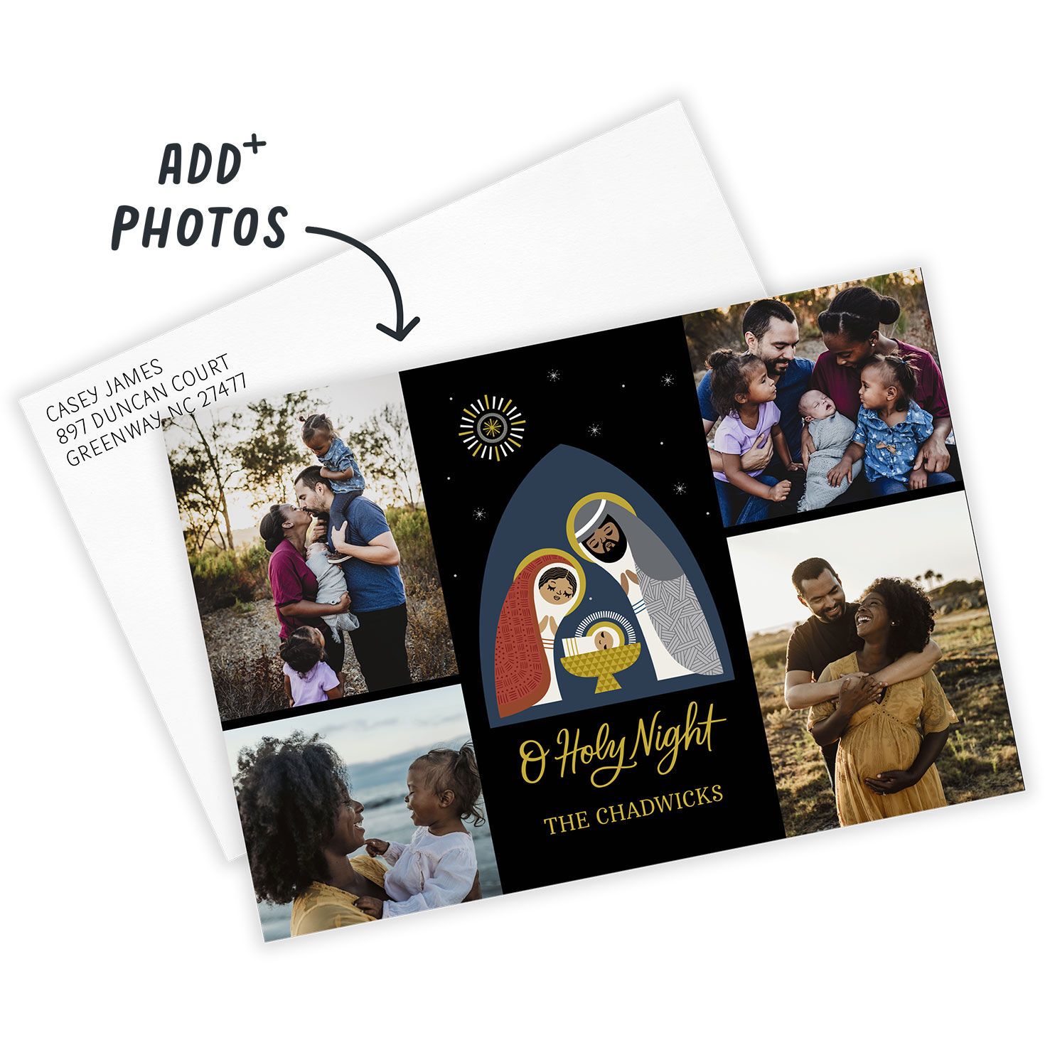 O Holy Night Flat Christmas Photo Card, , large image number 2