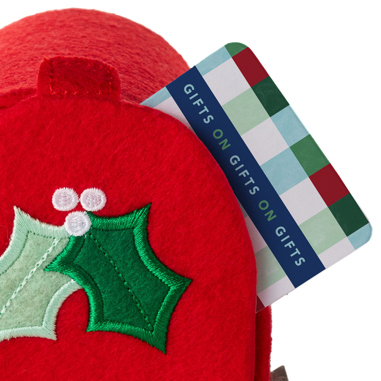 Red Felt Mailbox Gift Card Holder upclose view image number 5