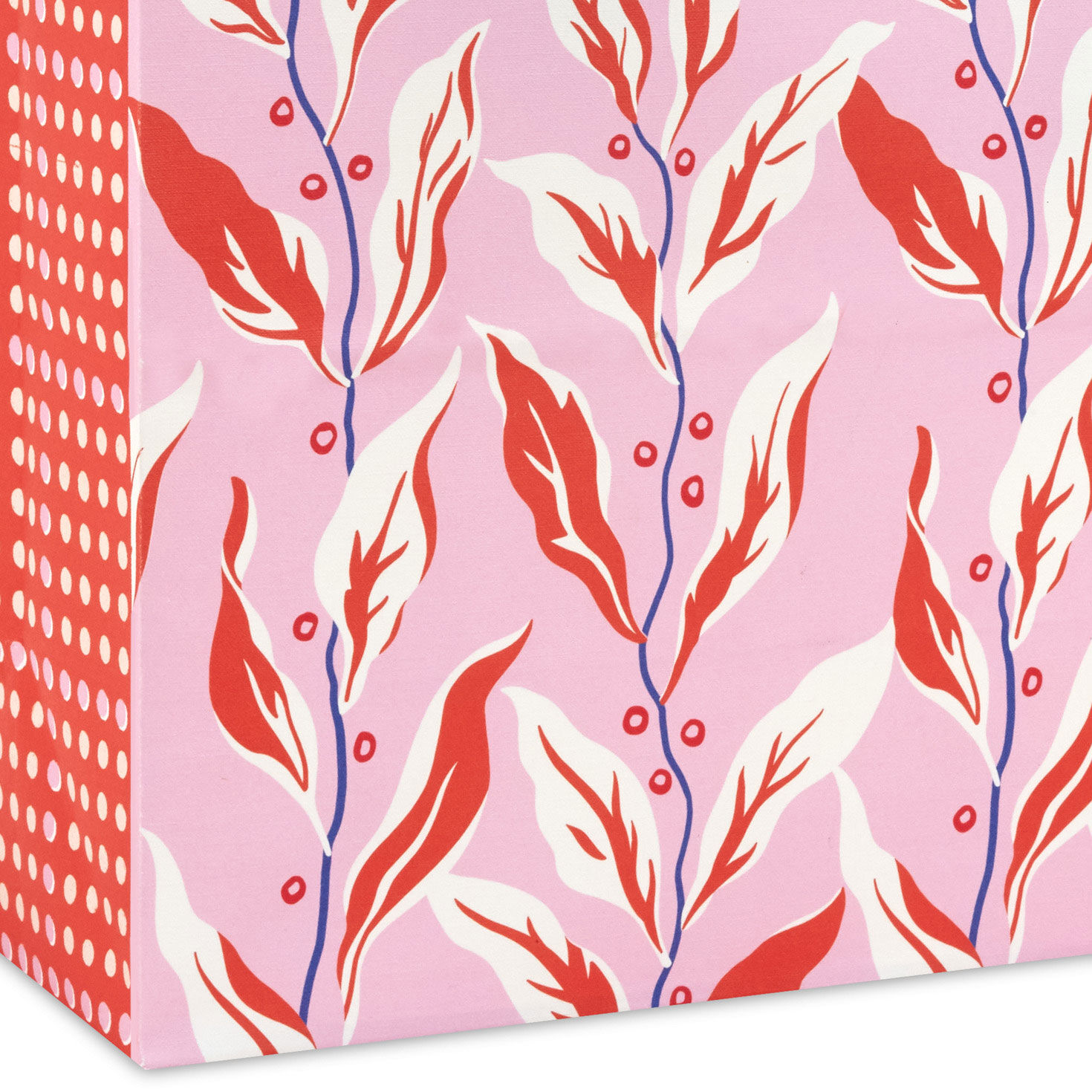 Archives Pink and Orange Leaves Large Gift Bag Base/Side Detail image number 5