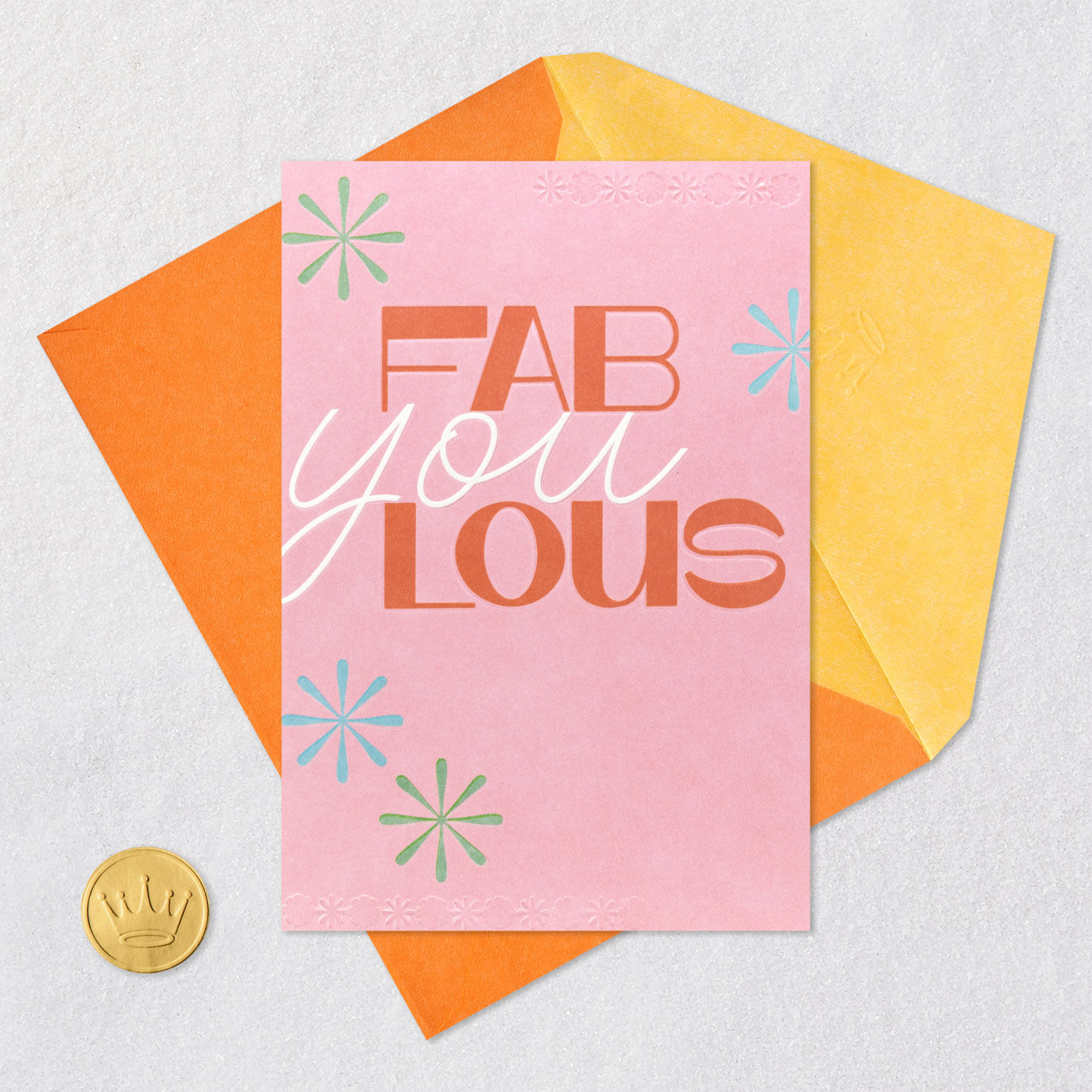 Fabulous Retro Birthday Card Card Front with Envelope and Gold Seal image number 5