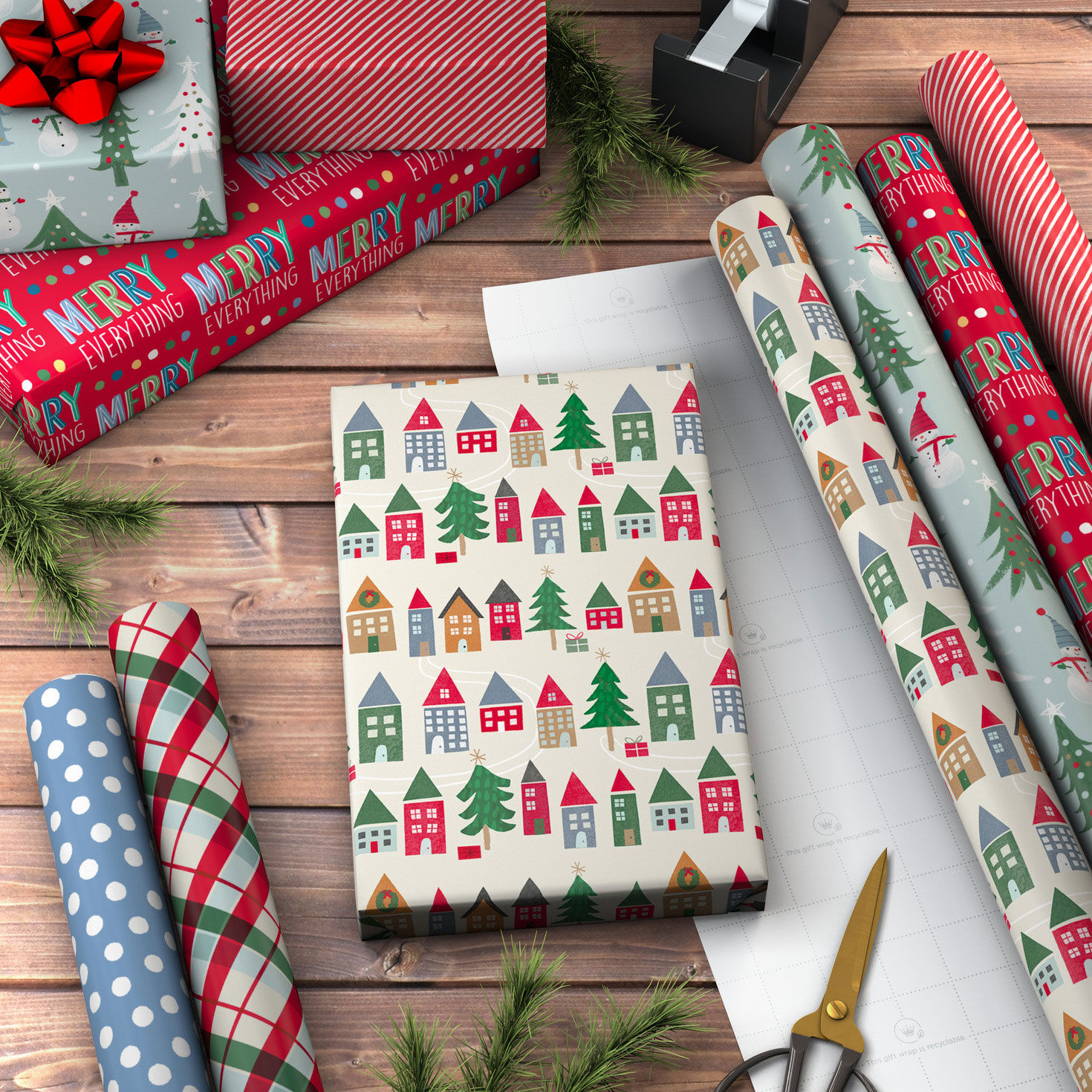 Colorful Christmas 6-Pack Wrapping Paper  image number 3